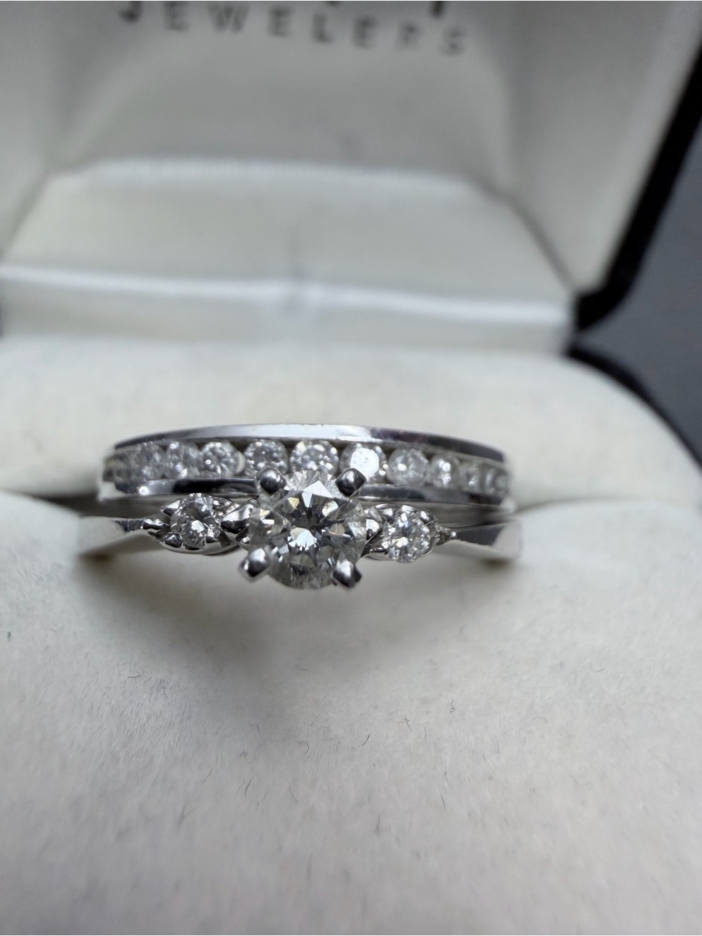 Kay Jewelers Pt900 Platinum and 10k White Gold Diamond Engagement Ring Set